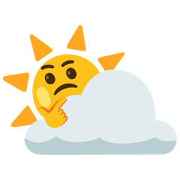 thinking face and sun behind cloud