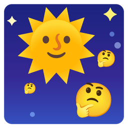 thinking face and sun with face