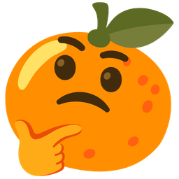 thinking face and tangerine