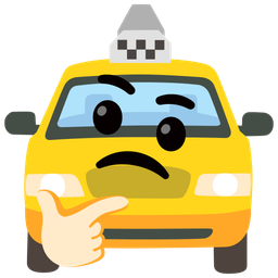 thinking face and taxi