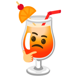 thinking face and tropical drink