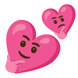thinking face and two hearts