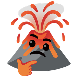 thinking face and volcano