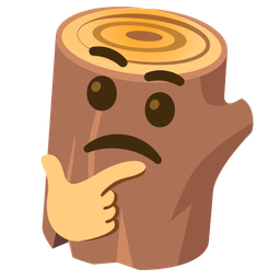 thinking face and wood