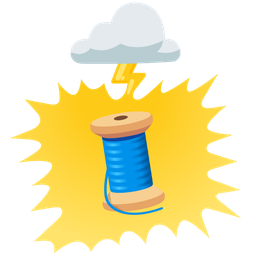 thread and cloud with lightning