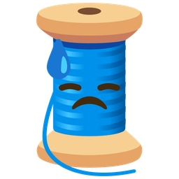 thread and downcast face with sweat