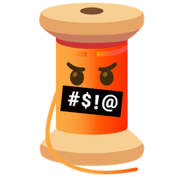 thread and face with symbols on mouth