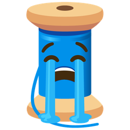 thread and loudly crying face