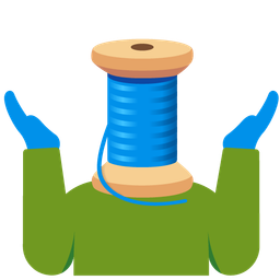 thread and person shrugging