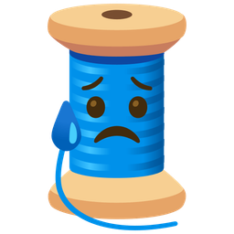 thread and sad but relieved face