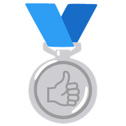 thumbs up and 2nd place medal