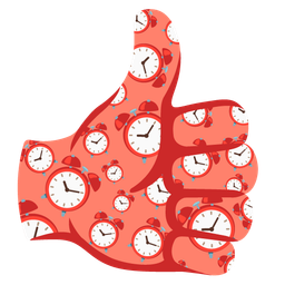 thumbs up and alarm clock