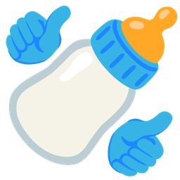 thumbs up and baby bottle