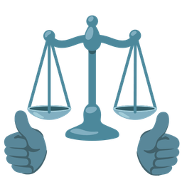 thumbs up and balance scale