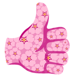 thumbs up and cherry blossom