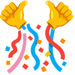 thumbs up and confetti ball