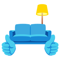 thumbs up and couch and lamp