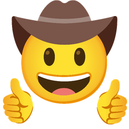 thumbs up and cowboy hat face