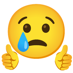 thumbs up and crying face