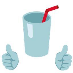 thumbs up and cup with straw