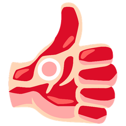 thumbs up and cut of meat