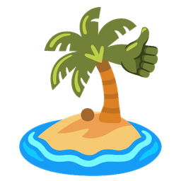 thumbs up and desert island