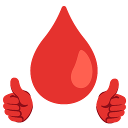 thumbs up and drop of blood