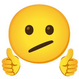 thumbs up and face with diagonal mouth