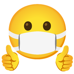thumbs up and face with medical mask