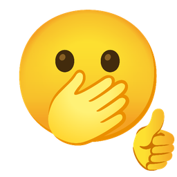 thumbs up and face with open eyes and hand over mouth