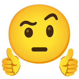 thumbs up and face with raised eyebrow
