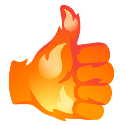 thumbs up and fire