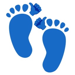 thumbs up and footprints