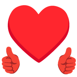 thumbs up and heart suit