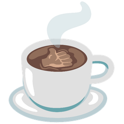 thumbs up and hot beverage