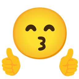 Thumbs up and Kissing face with smiling eyes