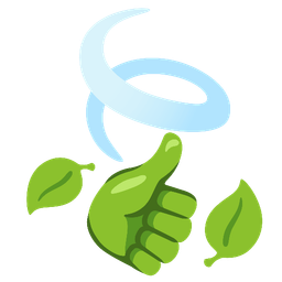 thumbs up and leaf fluttering in wind