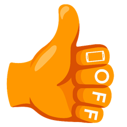 thumbs up and mobile phone off