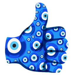 thumbs up and nazar amulet