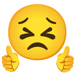 thumbs up and persevering face