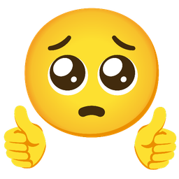 thumbs up and pleading face