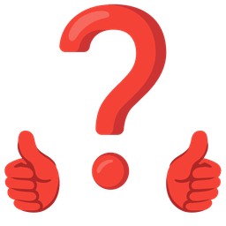 thumbs up and red question mark