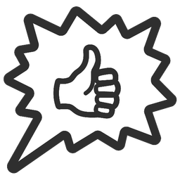 thumbs up and right anger bubble