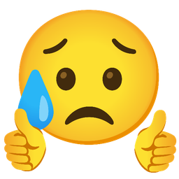 thumbs up and sad but relieved face