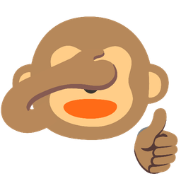 thumbs up and see-no-evil monkey
