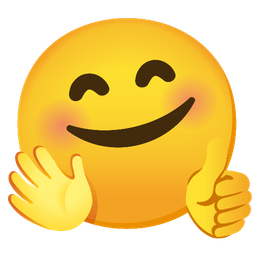 Thumbs up and Smiling face with open hands