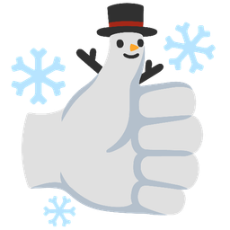 thumbs up and snowman without snow