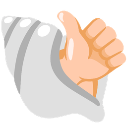 thumbs up and spiral shell