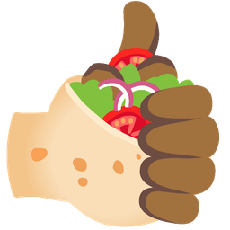 thumbs up and stuffed flatbread