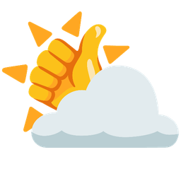 thumbs up and sun behind cloud